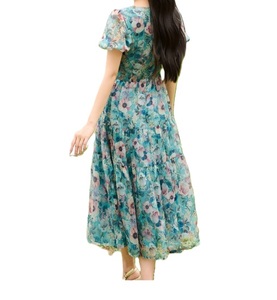 Robe de bureau mi-longue pour femme en 100% mousseline de soie unie avec tissu tissé, approvisionnement ODM, respirante et écologique pour le travail et les loisirs - Product Image 3