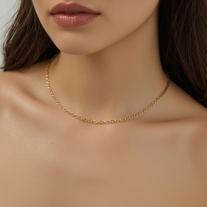 18K <b>Gold</b> Cable Chain Necklace Jewelry for Women Real <b>Gold</b> Fine Chain Minimalist <b>Gold</b> Necklace Luxury Jewelry OEM Supplier - Product Image 2