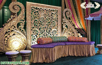 Panneaux et cadre de toile de fond de scène de mariage sud-indiens modernes, thème grandiose Sri Lanka, en fibre de verre, portables, couleur/taille personnalisables, USA