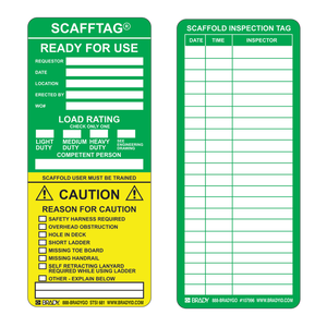 แผ่นเสริมความปลอดภัยแบบยืดหยุ่นสำเร็จรูป Brady SCAFFTAG สำหรับการจัดการความปลอดภัยของนั่งร้าน - Product Image 3