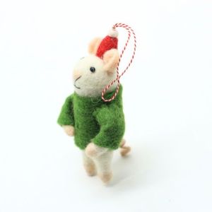 Handmade Felt Christmas Mouse Ornament - Product Image 3