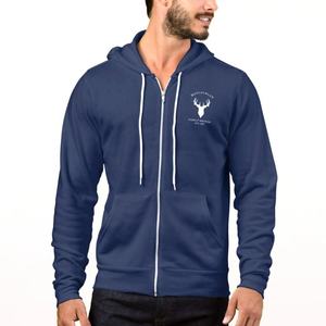 Sweat à capuche zippé bleu marine personnalisé avec logo, en polaire chaude, pour l'hiver, veste de sport d'extérieur, manteau doux et épais - Product Image 2