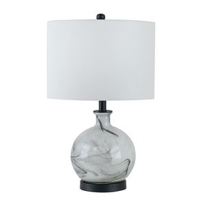 Lampada da tavolo in vetro bianco e grigio 14x14x23 - Product Image 3