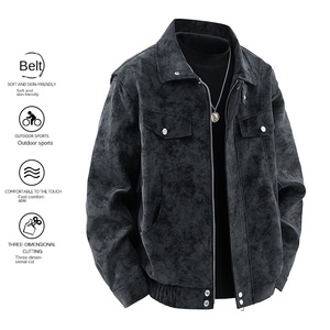 Chaqueta de Cuero PU para Hombre, Manga Larga, Resistente al Viento, Estilo Otoñal en Color Marrón Oliva y Negro - Product Image 6