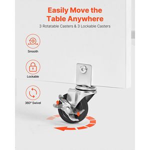 Tavolo Compatto Multifunzione per Macchina da Cucire con Ganci in Legno Pieghevoli e Vassoi Portaoggetti con Ruote - Scrivania da Ufficio - Product Image 4