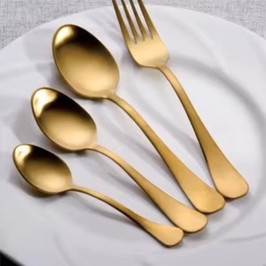 Ensemble de couverts en métal haut de gamme pour la cuisine, cuillère et fourchette, conçus pour un service alimentaire élégant - Product Image 1