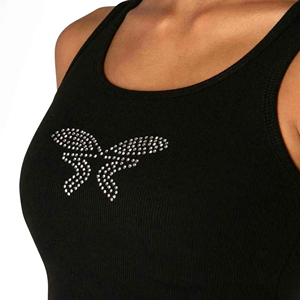 Women Ribbed Crop Tank <b>Top</b> Sleeveless Slim Fit Casual Vest With <b>Rhinestone</b> Design OEM Supplier - Product Image 3