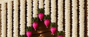Guirlande de fleurs artificielles en plastique blanc Gajra Mogra Jasmin, bourgeons de lotus roses, Toran, décoration de porte, mariage indien traditionnel, Diwali - Product Image 3