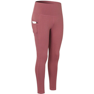 High Waist Full Length Solid Blue Yoga <b>Leggings</b> <b>With</b> <b>Pockets</b> Four-Way Stretch Seamless Pants By Run Apparel Yoga <b>Leggings</b> - Product Image 5