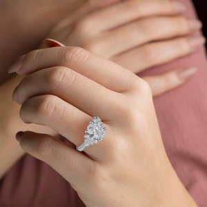 Exquisite Oval And Round Vintage Ring 1.20 Ct Lab Grown Diamond In 18K Yellow White Rose Gold And Platinum - Product Image 1