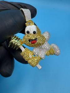 Pendentif Abeille de Dessin Animé en Argent Sterling 925 Plaqué Or 18K avec Moissanite Taille Brillant, Breloque Unisexe Hip Hop - Product Image 3