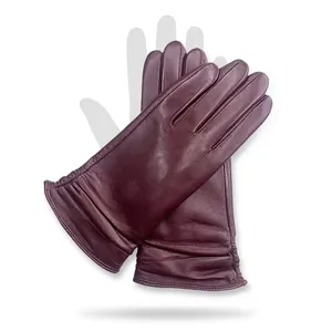 Gants de conduite en cuir de mouton marron pour femmes, gants en cuir respirants à doigts entiers, unisexes, doux au toucher, pour la conduite quotidienne - Product Image 3