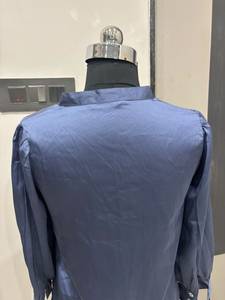 Blusa de Seda Satinada de Color Azul Premium, Cuello en V, Cuello Alto, Manga Larga, Camisa Elegante para Oficina, Ropa Formal para Mujer - Product Image 6