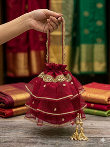 Traditional Indian Frill potlis for bridesmaid In Multiple Colour for Wedding Festive <b>Gifting</b> Indian party favors <b>Eid</b> favors - Product Image 3