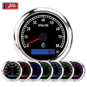Tacómetro Eléctrico de 80 mm y 7 Colores, Medidor de RPM de 8000 RPM, Horómetro, 12V 24V, IP67, Impermeable, para Automóviles y Embarcaciones - Product Image 1