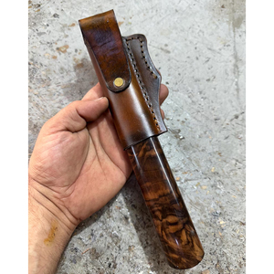 Couteau Birka Puukko à manche en bois fait main, acier à haute teneur en carbone, couteau de chasse et de bushcraft avec étui en cuir - Product Image 5