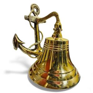 Cloche de bateau artisanale en laiton, ancre murale, sonnette marine antique pour la décoration de maison de bord de mer - Product Image 1