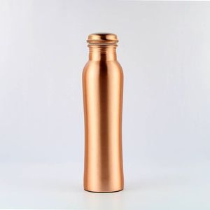 Modern 500ml Natural Copper Water Bottle Double Etched Strip Matt Finished Sustainable Thermal Insulation 0-6 Hours Lid Business - Product Image 4