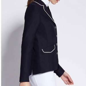 Ladies <b>Equestrian</b> Riding Jacket Black with White Trim Show Jumping Attire Polyester Cotton - Product Image 6