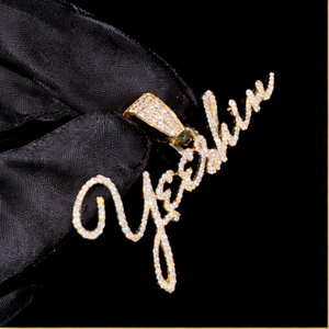 925 <b>Silver</b> Gold Plated Cursive <b>Initial</b> Letter Name Pendants Custom Iced Charms <b>Necklace</b> Lab Grown Diamonds Personalized Trendy - Product Image 4