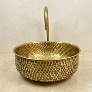 Luxury Brass Wash <b>Basin</b> Handcrafted <b>Round</b> Bathroom Sink Durable Corrosion Resistant Premium Interior Decoration Solution - Product Image 1