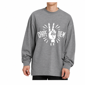 Unisex Breathable Eco-Friendly 220g Cotton <b>Long</b> <b>Sleeve</b> Crew Neck Oversized T-<b>Shirt</b> with Back Neck Logo - Product Image 1