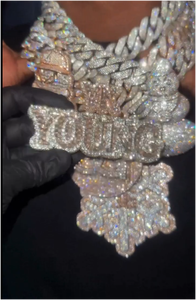 Colgante de Moissanita Personalizado Estilo Hip Hop con Diseño de Letra Inicial, Plata 925, Nombre con Incrustaciones de Moissanita VVS, Collar de Moissanita para Hombre - Product Image 2