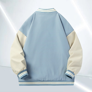 High Quality Winter Patchwork Oversized Varsity Jacket Men Custom <b>Print</b> Embroidered <b>Stand</b> Collar Wool High Street Wholesale - Product Image 5