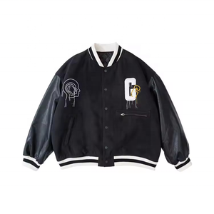 Blouson universitaire personnalisé en toile polyester/coton, style lycée et université, avec fermeture boutonnée, décontracté, hiver, professionnel, coupe haute - Product Image 1