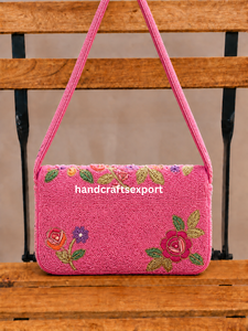 Sac à bandoulière de luxe fait main de haute qualité avec perles et motifs floraux, broderie colorée à motif de roses, portable, sûr et personnalisable, vente en gros - Product Image 2