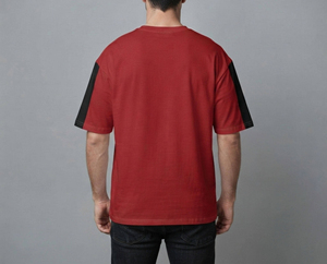 เสื้อยืดผู้ชายสีแดง แขนสั้น คอกลม ผ้าเจอร์ซีย์ถัก 100% คอตตอน ทรงโอเวอร์ไซส์ เป็นมิตรกับสิ่งแวดล้อม ระบายอากาศได้ดี สไตล์ไฮสตรีท - Product Image 5