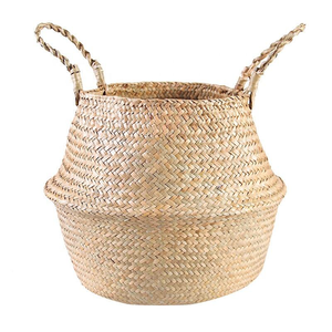 ตะกร้าหวายสานจากหญ้าทะเลสำหรับใส่ของ ใส่ต้นไม้ หรือซักผ้า - Product Image 1