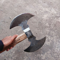Hache à double tête en acier de Damas, qualité supérieure, outil artisanal pour le bushcraft, le camping et les équipements de plein air