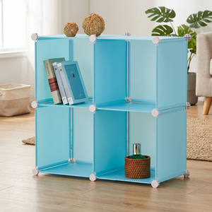 Green Cube <b>Storage</b> Organizer 2 Layer PP <b>Stackable</b> Shelving Unit for Home Sundries Modern Design - Product Image 2