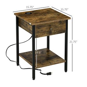 Tavolino Rustico Marrone Caldo per Soggiorno con Stazione di Ricarica Wireless e Porte USB, Tavolino da Caffè con Funzionalità Pratiche - Product Image 3