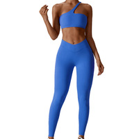 Ensemble de yoga personnalisé pour femmes grandes tailles, soutien-gorge de sport asymétrique et leggings taille mi-haute respirants et sans coutures pour la gym et l'entraînement