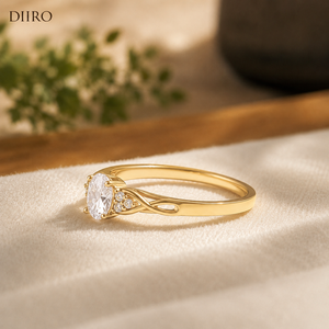 Oval Cut Engagement Diamond <b>Ring</b> 14K Yellow Gold Plated Bridal Wedding <b>Ring</b> <b>Band</b> Romantic Moissanite Jewelry - Product Image 5