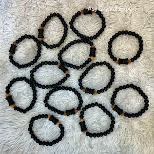 Bracelet Original Karungali en Perles de Bois Noir avec Intercalaires Rudraksha, Réglable et Extensible, Bijou Énergétique de Protection Écologique - Product Image 6
