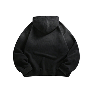 เสื้อฮู้ดดี้ผู้ชายพรีเมียมเนื้อผ้ามีเท็กซ์เจอร์ 100% ผ้าฝ้าย สีดำด้านหน้า แขนยาว มีฮู้ด กระเป๋าจิงโจ้ สไตล์ลำลอง สตรีทแวร์ - Product Image 2
