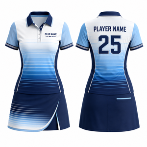 Ensemble de polo et short de golf sportif pour femme MEGAMAPLE, couleur dégradée vert blanc or, impression par sublimation sur spandex, séchage rapide, élastique - Product Image 1