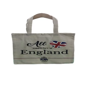 Bolsa de Compras de Lona Estilo Inglés Ecológica de Tamaño Mediano con Patrón de Letras, Cierre de Cremallera, Asas Largas de Algodón y Papel Kraft - Product Image 3