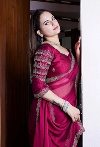 Sari de chifón bordado estilo Bollywood KV - Product Image 6