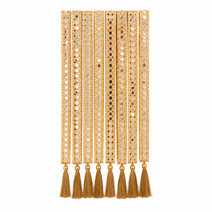 Écharpe de bienvenue de mariage faite à la main avec pompons en soie Resham pour invités, cadeau de cérémonie traditionnelle, étole, foulard ethnique - Product Image 1