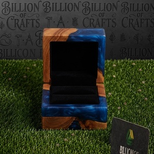 Caja de Anillos de Madera y Resina, Cuadrada, Moderna, Hecha a Mano, para Guardar Joyas - Product Image 2