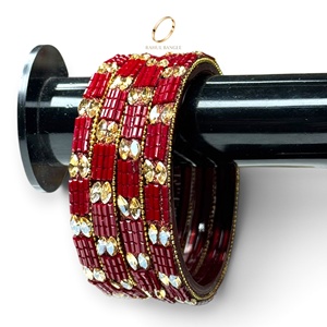 Premium Selling Kashmiri Borosilicate <b>Red</b> Glass <b>Bracelet</b> Jewelry Decorative Gold Plated Crystal for Women at Wholesale Price - Product Image 1