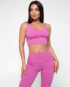 Ensemble d'entraînement personnalisé pour femmes, 2 pièces, soutien-gorge de sport rayé sans couture, leggings push-up, tenues de sport, ensembles de survêtements - Product Image 2