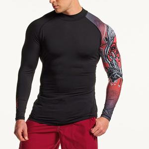 Full Sublimation <b>Printed</b> No Gi BJJ Rashguards Short Sleeve, Custom <b>Surf</b> Logo MMA Compression Shirt - Product Image 3