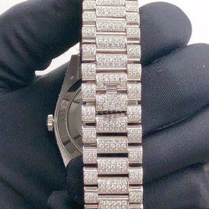 Reloj Unisex Hip Hop con Diamantes, Esfera Azul Totalmente Cubierta de Moissanita VVS, Diámetro de Esfera de 41 mm, Reloj Unisex Personalizado - Product Image 3