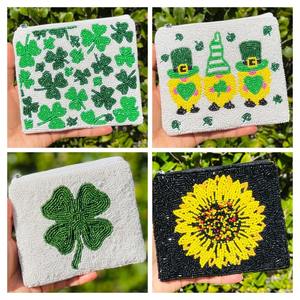 Monedero rectangular de alta calidad con cuentas, personalizable con LOGO, mini cartera con cremallera y diseño de personajes. - Product Image 1