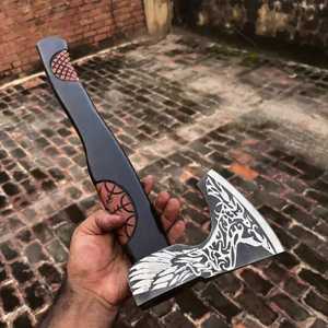 THEWIZ CRAFTS Hacha Tomahawk Premium Hecha a Mano, Acero con Alto Contenido de Carbono, Hacha Vikinga con Mango de Madera y Funda de Cuero, Garantía de 3 Años - Product Image 4